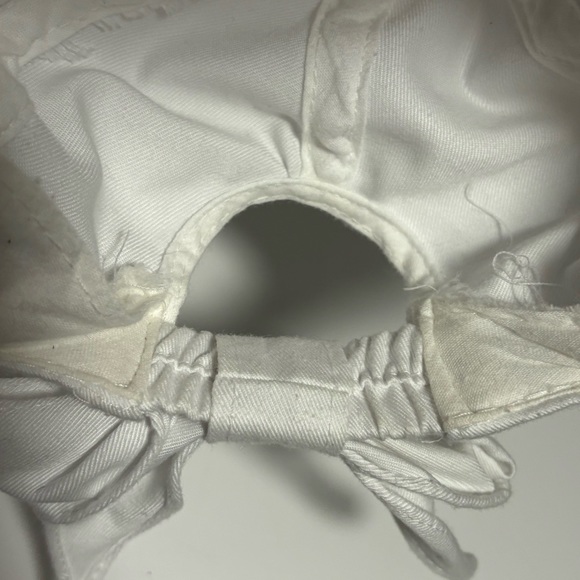Vtg tie back cotton white sunshade visor pony tail  3” bill pre-owned EUC - Picture 5 of 8